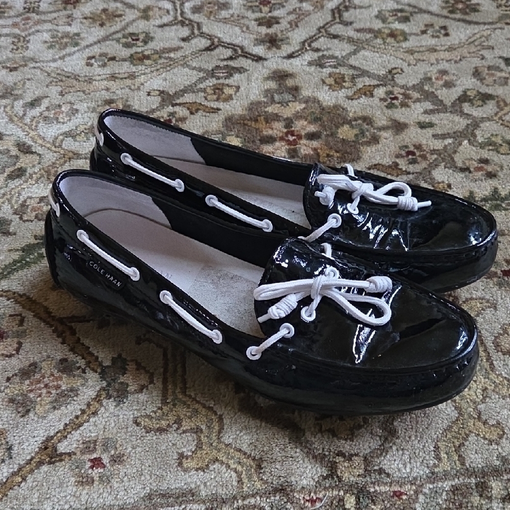 Cole Haan Women's Glossy Black Driving Loafers